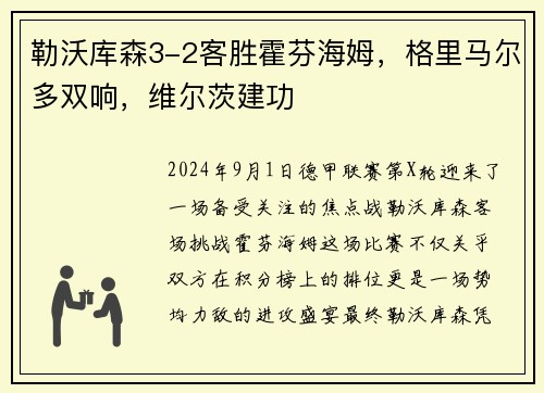 勒沃库森3-2客胜霍芬海姆，格里马尔多双响，维尔茨建功